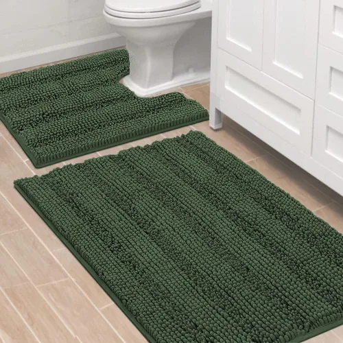 Miniatura 158 de H.VERSAILTEX - Alfombras de baño, juego de 2 piezas, alfombra de contorno para baño, juego de alfombras para inodoro, alfombra antideslizante