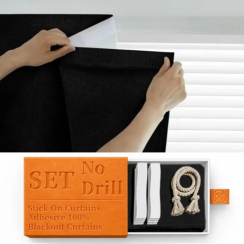Miniatura 15 de Cortina opaca adhesiva, tratamiento completo de ventana de oscuridad para oficina en casa