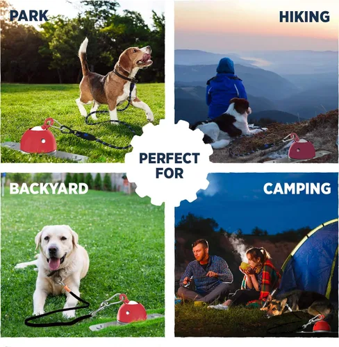 Miniatura 7 de Industrial Puppy Estaca de amarre para perros: acción giratoria de 360 grados que ayuda a reducir los enredos, 3 anclajes de sacacorchos, acero