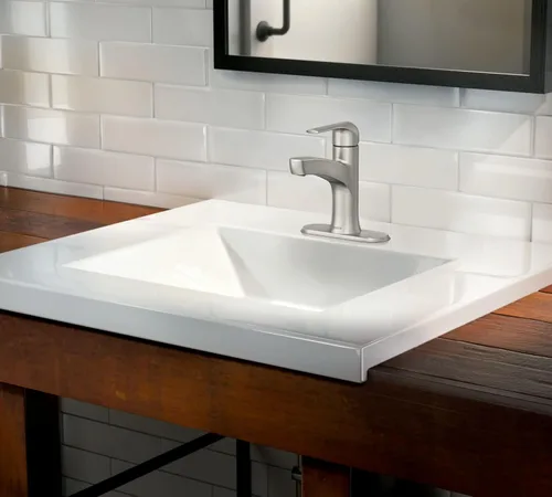 Miniatura 6 de Moen Tilson Spot Resist 84565SRN - Grifo de fregadero de baño de níquel cepillado con una manija con placa opcional, 84565SRN cepillado níquel