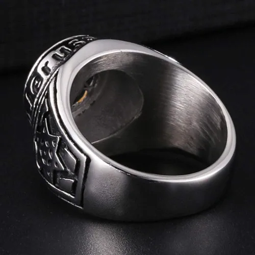 Miniatura 4 de Anillo de acero inoxidable Jerusalén estrella de David ónix negro