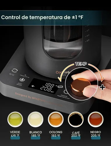 Miniatura 2 de INTASTING Hervidor de té eléctrico, hervidor eléctrico con infusor de té, control de temperatura de perilla de ±1 ℉, vidrio sin BPA, calentamiento
