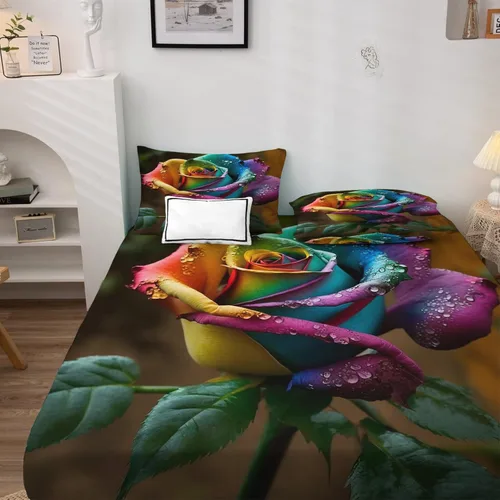 Miniatura 2 de NOGAWA Juego de sábanas de flores tamaño matrimonial, sábanas con estampado de flores rosas, sábanas y fundas de almohada de 4 piezas, sábana bajera
