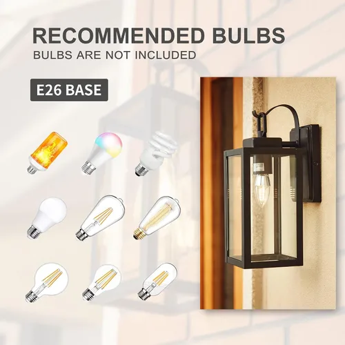 Miniatura 4 de Pia Ricco Luces de Pared Exteriores, Luminaria Exterior Negra Mate con Pantalla de Vidrio Transparente, Iluminación Impermeable para Porche Frontal