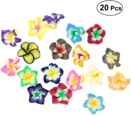Miniatura 2 de Healifty Accesorios de girasol, 20 unidades, arcilla polimérica, espaciador de flores de plumeria, cuentas sueltas, abalorios florales para hacer
