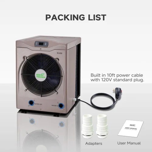 Miniatura 7 de ECOPOOLTECH Calentador eléctrico de piscina con bomba de calor para piscinas sobre el suelo de hasta 5000 galones, máximo 16184BTU/h, 5.62 COP, se