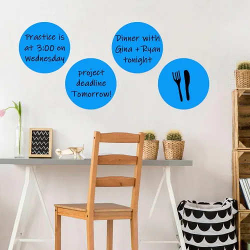 Miniatura 6 de Puntos circulares de borrado en seco, paquete de 12 calcomanías de mesa para pizarra blanca, calcomanías de pared extraíbles, para el hogar