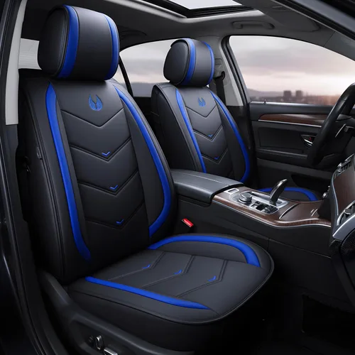 Miniatura 10 de OASIS AUTO OS-003, Fundas de cuero y tela para asientos de automóvil. Cubierta acojinada de cuero sintético para autos, SUV, camioneta Pick-up, Negro