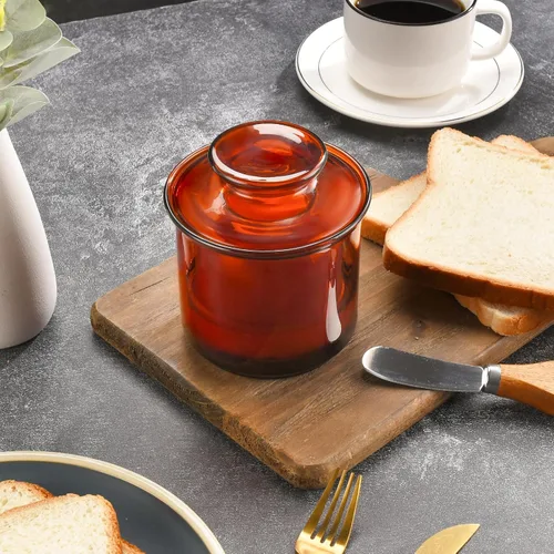Miniatura 7 de Hekeieon Mantequillera de Cristal Elegante Francesa para Mantequilla Fresca y Untable, Recipiente para Mantequilla, Recipiente de Mantequilla