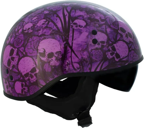 Miniatura 2 de Hot Leathers HLD1039 - Ramo de calaveras moradas y negro brillante avanzado DOT, unisex, con visera abatible, talla L