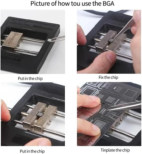 Miniatura 3 de Soporte de pistola de aire caliente resistente Abrazadera base de aluminio fundido con 2 accesorios para estación de soldadura BGA Rework