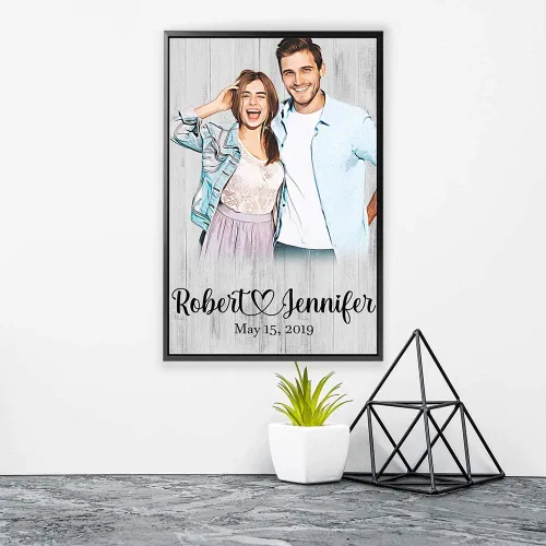 Miniatura 6 de Awesometik Regalo de novio sobre fondo de madera rústica, lienzo personalizado para ella, regalo para él, perros, gatos, decoración del hogar, listo