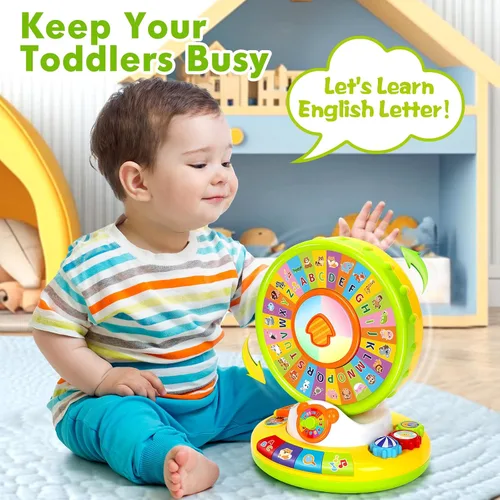 Miniatura 5 de Juguete para niños y niñas de 1, 2 y 3 años, juguetes musicales de aprendizaje para bebés que giran y cantan el alfabeto para niños pequeños