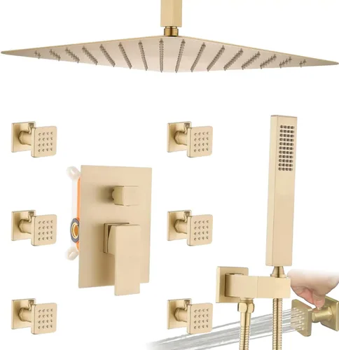 Miniatura 13 de Enga - Sistema de ducha con espray corporal, 12 pulgadas de sistema de cabezal de ducha de lluvia montado en la pared, sistema de chorros de ducha