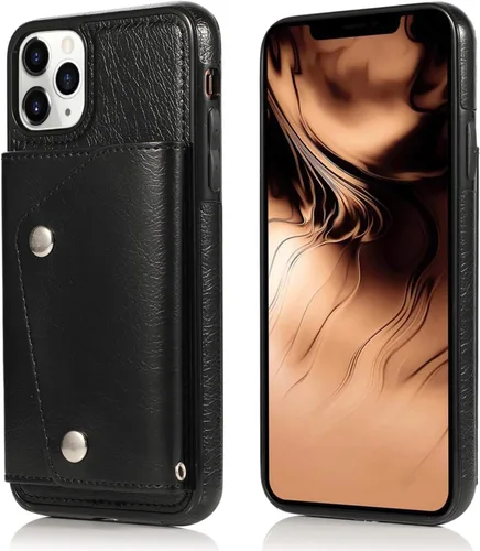 Miniatura 2 de LUVI Funda con tarjetero para iPhone 11 Pro con correa para el cuello, cadena cruzada, correa de muñeca, funda protectora con ranura para tarjeta