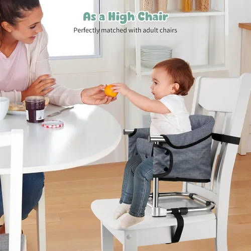 Miniatura 3 de Asiento elevador para mesa de comedor, silla elevadora portátil 3 en 1 con hebilla de seguridad, asiento de alimentación de bebé ajustable y Rojo