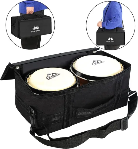 Miniatura 4 de EastRock Bongo - Juego de tambor de 6 y 7 pulgadas para adultos, principiantes, profesionales, instrumentos de percusión de madera y metal con bolsa