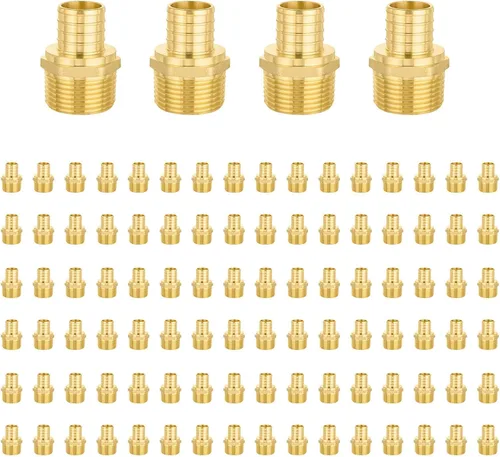 Miniatura 11 de Paquete de 5 accesorios Foskan PEX, adaptador macho NPT de 1 pulgada a 1 pulgada, accesorios de engarce de púas de latón para manguera de agua de RV