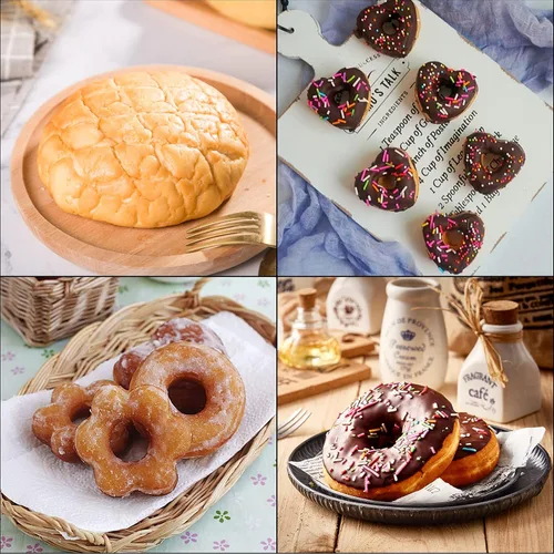 Miniatura 7 de Paquete de 4 moldes para hacer donas, moldes antiadherentes creativos reutilizables para donas, molde de fondant, pastel, pan, postre, molde
