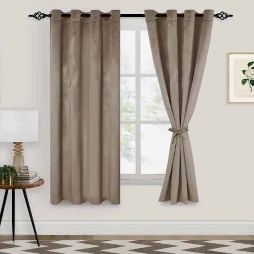 Miniatura 57 de XWZO Cortinas de terciopelo azul de 63 pulgadas de largo, elegantes cortinas de lujo suaves para sala de estar, aislamiento térmico, oscurecimiento