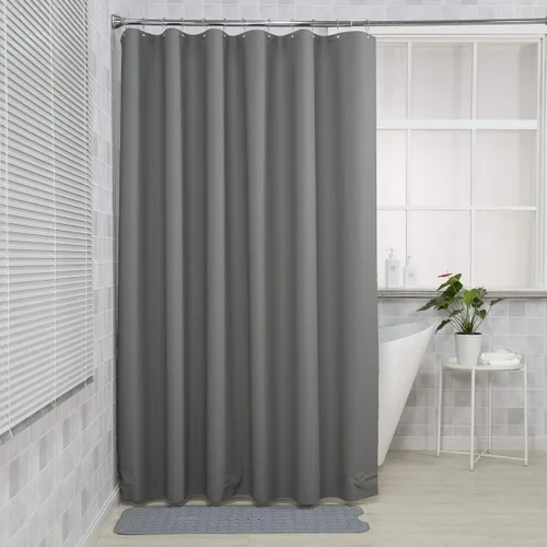 Miniatura 19 de AmazerBath - Cortina de ducha de plástico, 70 x 72 pulgadas, cortina de ducha esmerilada de plástico, impermeable, pesada, gruesa, con 3 piedras