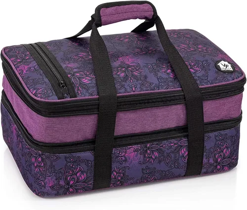 Miniatura 8 de VP Home Transportador de Cazuela Grande – Bolsa aislada de doble compartimento para alimentos calientes o fríos – Transportador de cupcakes – Bolsa