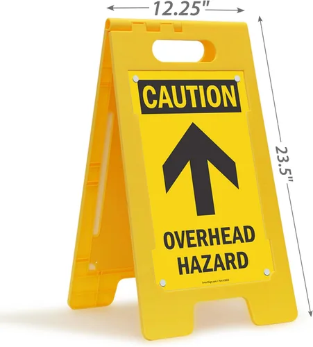 Miniatura 3 de SmartSign Letrero plegable con flecha ascendente "Caution - Overhead Hazard", plástico de 25 x 12 pulgadas