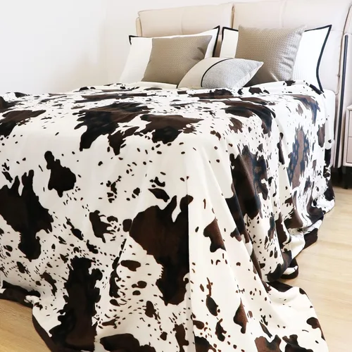 Miniatura 7 de Manta para cama y sofá tamaño King con estampado de vaca - Manta con estampado de vaca tamaño King, extra grande, suave y acogedora, cobijas