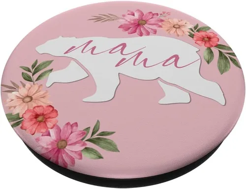 Miniatura 2 de Aesthetic Flowers Mama Bear Pink Background PopSockets PopGrip intercambiable