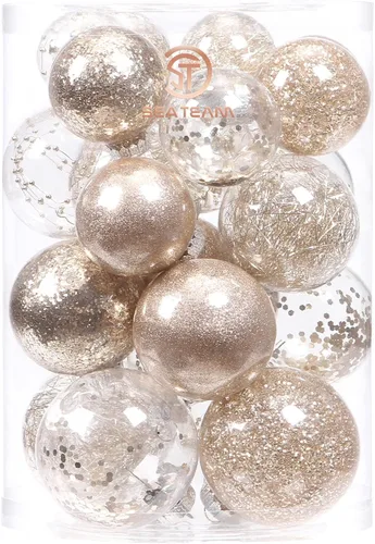 Miniatura 20 de Sea Team Juego de bolas de Navidad de plástico transparente inastillables, bolas decorativas de varios tamaños con relleno delicadas decoraciones
