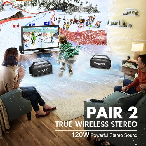 Miniatura 4 de W-KING Altavoces Bluetooth portátiles con subwoofer, 60 W (pico de 80 W) impermeable Bluetooth inalámbrico, graves