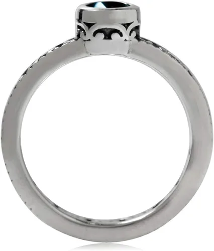 Miniatura 3 de Silvershake Anillo de filigrana apilable de plata de ley 925 con piedra natal auténtica, estilo eternidad
