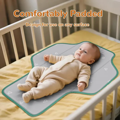 Miniatura 8 de Cambiador de pañales portátil, impermeable, cambiador de bebé plegable, regalo esencial para recién nacidos (verde-conejo)