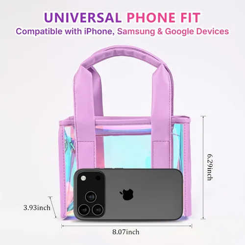 Miniatura 4 de Bolsa transparente para eventos de estadio, bolsa de mano para estadio para mujer, mini bolso con correa cruzada