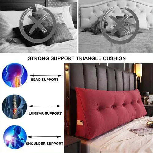 Miniatura 3 de Almohada triangular grande de cuña de lectura, cojín de cabecera para reposo en cama, almohada de forro polar para cabecero, respaldo con funda