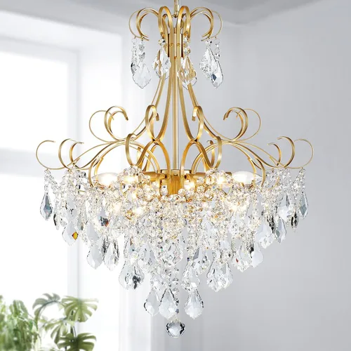 Miniatura 22 de WUZUPS Candelabro colgante de cristal con 5 luces, lámpara de techo moderna para dormitorio, pasillo, bar, cocina, baño, 20.3 pulgadas de alto