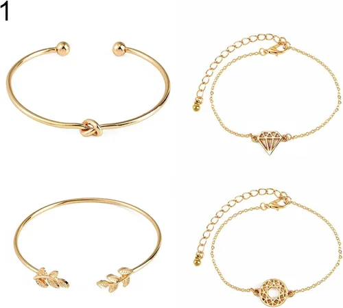 Miniatura 8 de Pulseras para niñas adolescentes 4 unidsset pulsera abierta brazalete ajustable joyería exquisita cadena de mano regalo para fiesta