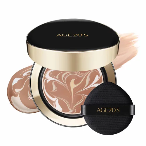 Miniatura 14 de [Tamaño mini] AGE20'S Signature Essence Pact 13C Base de cojín coreana vegana Paquete de 1 Base crema, acabado húmedo y brillante, cobertura