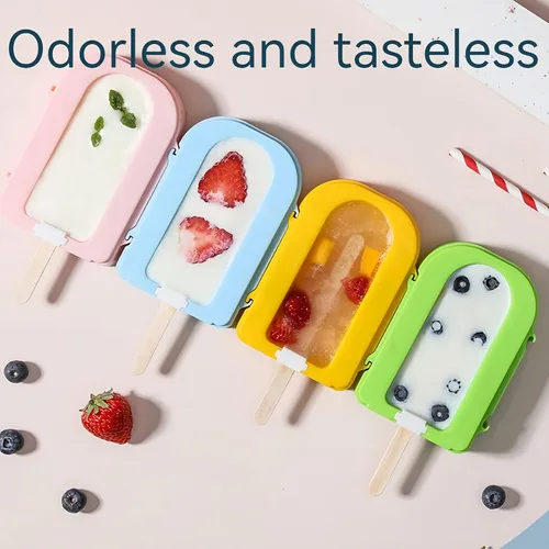 Miniatura 6 de Juego de 4 moldes para hacer paletas de helados, moldes para hacer helados, accesorios de cocina, fácil liberación, leche materna, reutilizable, sin