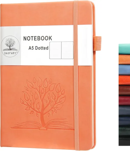 Miniatura 10 de Daofary Cuaderno A5 con rayas de cuero, 160 páginas, diario de 100gsm de papel grueso, tapa dura, con bolsillo, para trabajo, hombres y mujeres, 8.4