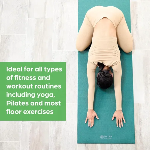 Miniatura 5 de Gaiam Essentials 1/4" Thin (6mm) Yoga & Pilates, Fitness & Exercise Mat with Easy-Cinch Carrier Strap Cusion Support For Fitness and Gym Workouts