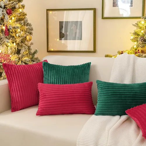 Miniatura 6 de Simmore Juego de 2 fundas de almohada decorativas de 16 x 16 pulgadas, fundas de almohada suaves de franela de felpa natural de doble cara para sofá