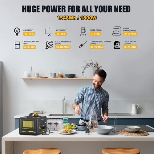 Miniatura 5 de VTOMAN Generador solar de 3096Wh con panel solar de 200 W y batería adicional, batería LiFePO4 de 1800 W (pico de 3600 W) estación de energía