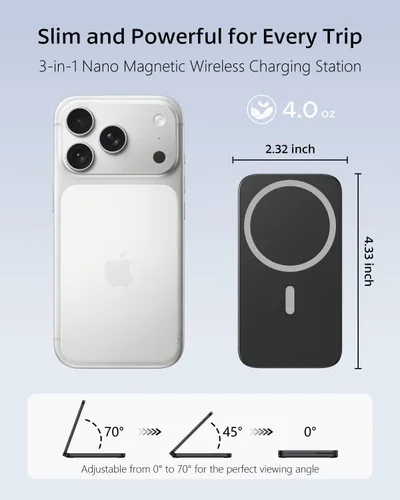 Miniatura 5 de Estación de carga inalámbrica MagSafe 3 en 1 compatible para Apple, soporte de carga plegable magnético para iPhone 17/16/15/14/13/12 Pro Max, Apple