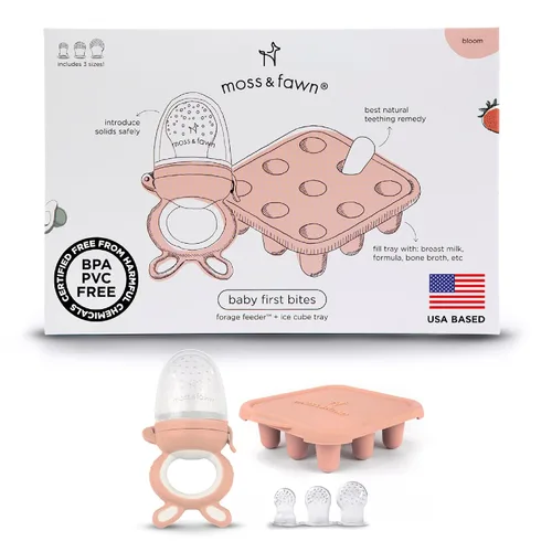 Miniatura 11 de Moss and Fawn Baby's First Bites Bundle - Kit de paletas de leche materna congelada de silicona con alimentador de forraje y bandeja de cubitos