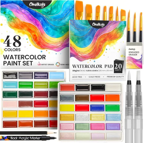 Miniatura 10 de Chalkola - Set de pintura de acuarela para adultos, niños, artistas principiantes y profesionales - Juego de 36 tubos de acuarela (12ml, 0.4oz), 10