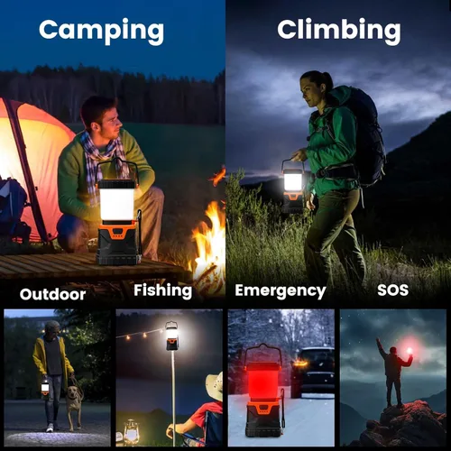 Miniatura 6 de Linterna LED para campamento, recargable, 1000 lúmenes, portátil con 5 modos de luz, IP44 impermeable 4400 mAh, linterna para tienda de campaña