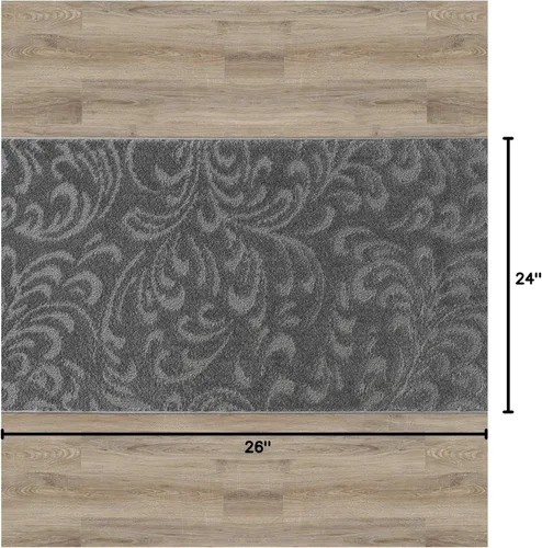 Miniatura 2 de Alfombra de pasillo de corte personalizado, antideslizante, 66 cm / 26 pulgadas de ancho x tu elección de largo, Floral Antracita, 66 cm x 61 cm