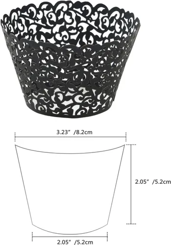 Miniatura 6 de KPOSIYA Paquete de 120 envoltorios artísticos para magdalenas, tazas de papel para hornear pasteles, diseño de vid cortadas con láser, bandejas