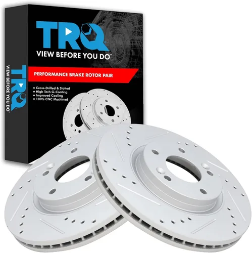 Miniatura 353 de TRQ Juego de rotores de freno de rendimiento trasero con revestimiento G premium compatible con Mazda 6 2014-2021
